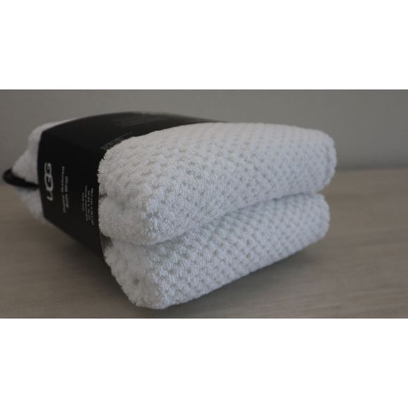 UGG Women's One Size Adjustable Width White Poppy Textured Cotton Body Bath Wrap - Picture 8 of 8